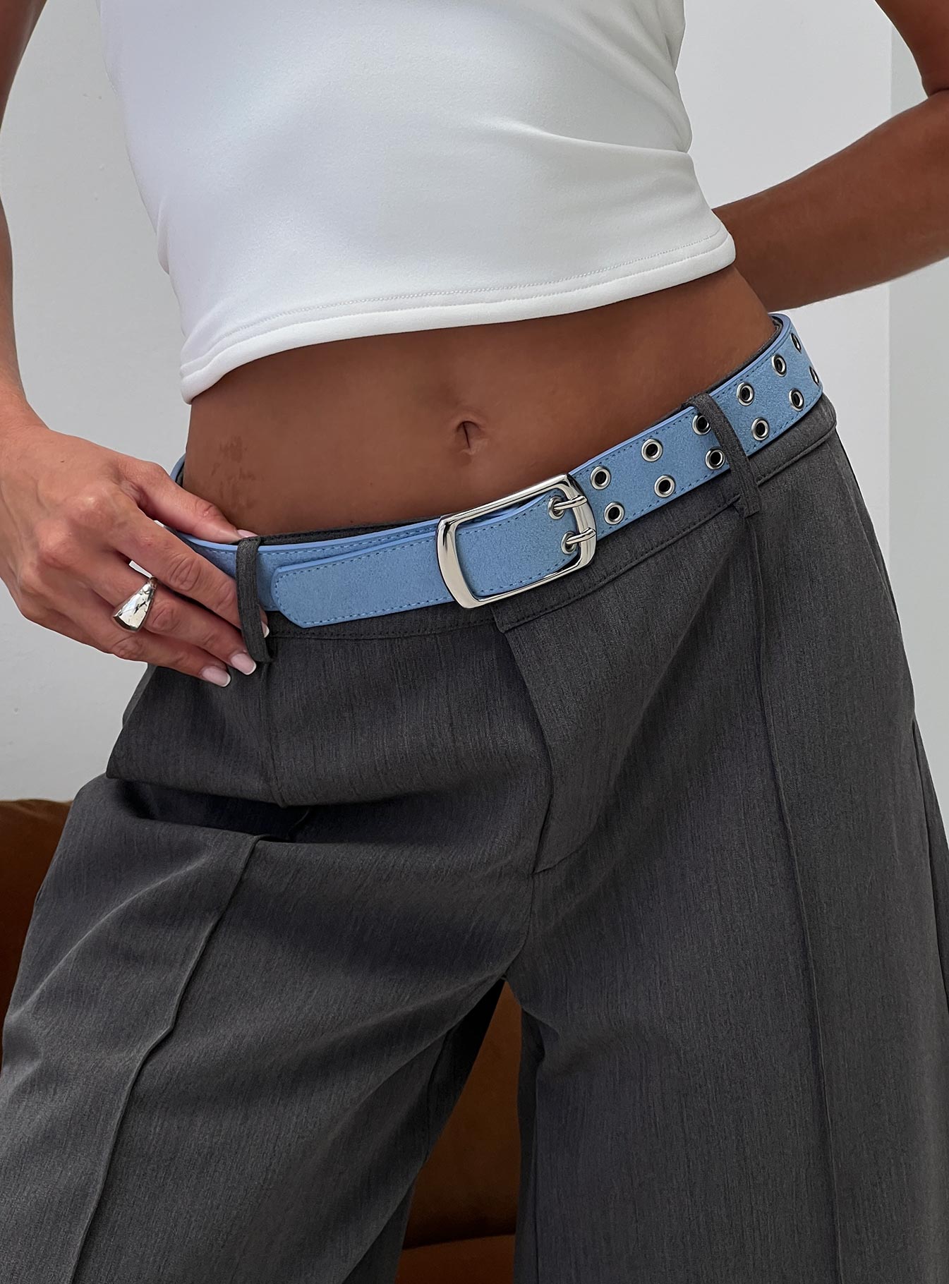 Coralie Faux Suede Belt Blue