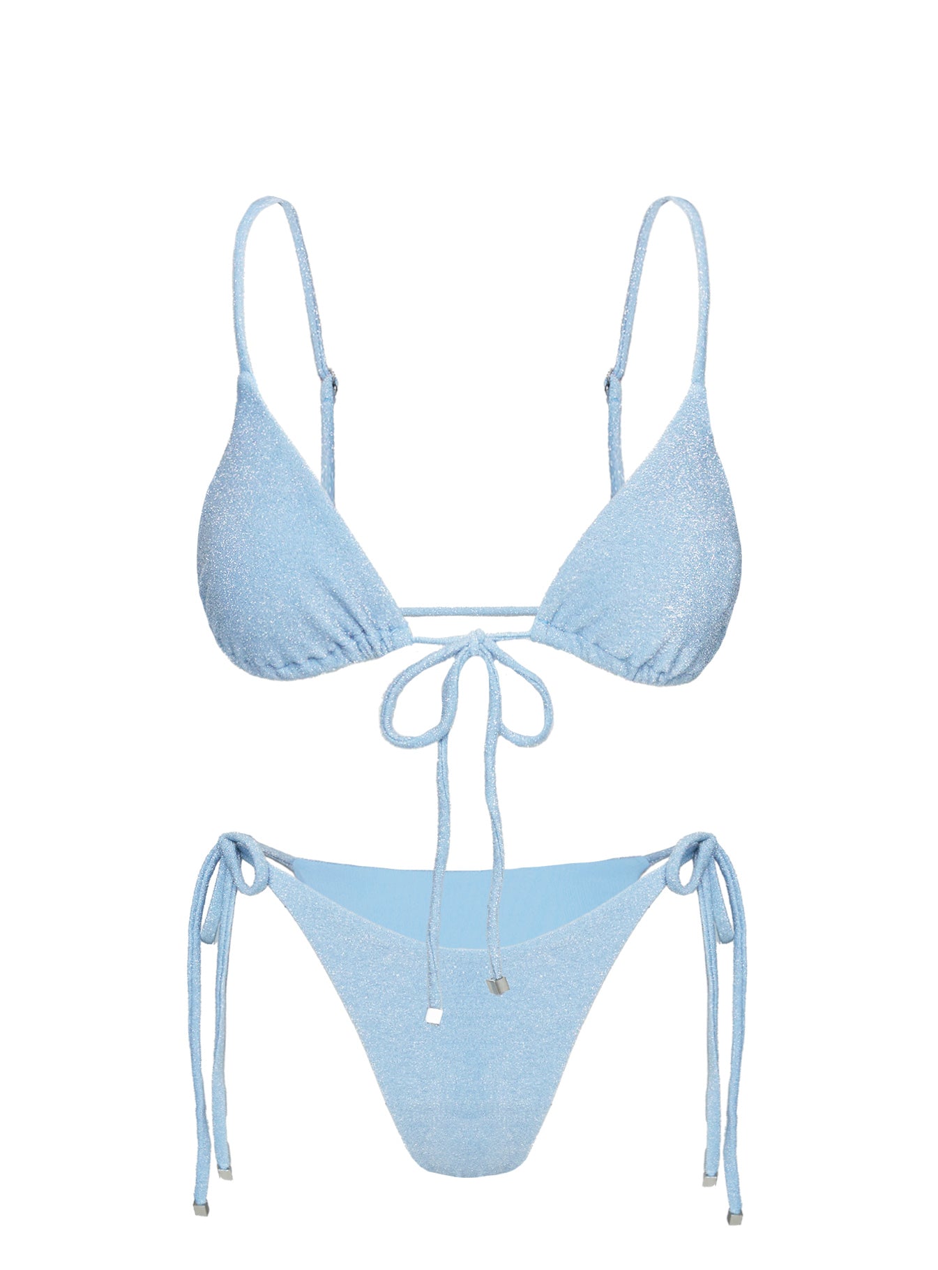 Dazzler Triangle Bikini Top Blue Glitter | Princess Polly