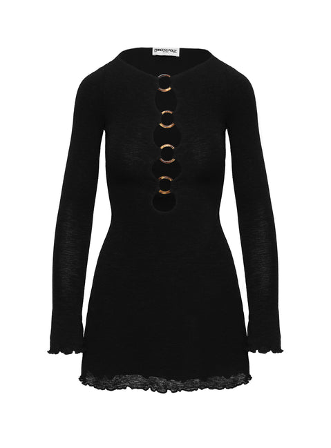 long sleeve ring dress Dejonge Long Sleeve Ring Mini Dress | Black | Womens