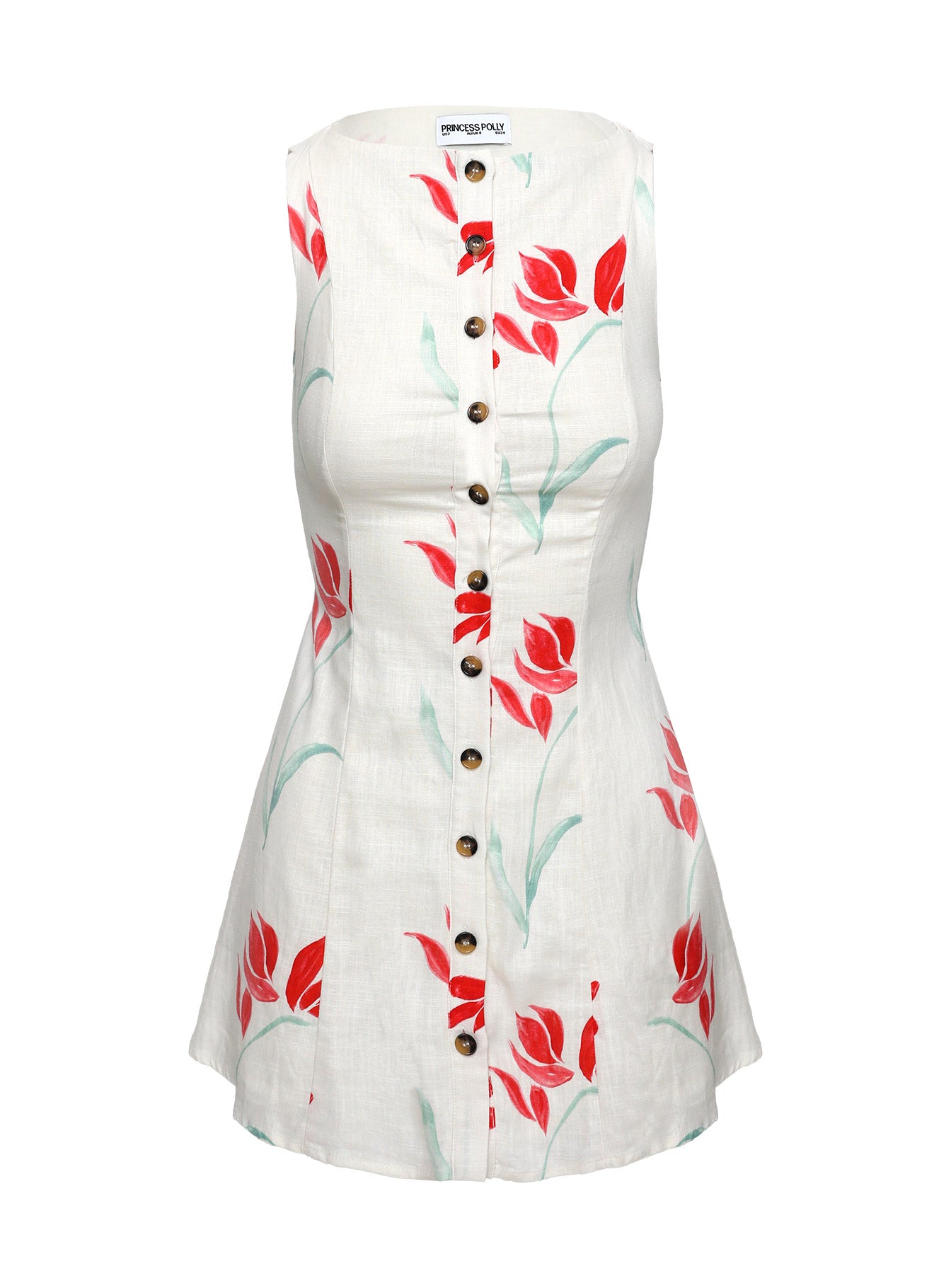 Dollie Linen Mini Dress Floral | Princess Polly Dollie Linen Mini Dress Floral | Princess Polly