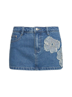 product Princess Polly Daisee Denim Skort Mid Blue Low Rise Shorts 