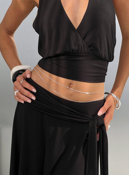 Dressed Up Dainty Chain Belt L | XL | Silver | Womens