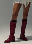 Ella Knee High Boots Burgundy