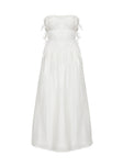 Strapless maxi dress Drawstring tie fastening at bust, ruching detail throughout bodice Non-stretch material, fully lined 
