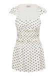 Evangelie Ruched Mini Dress White Polka