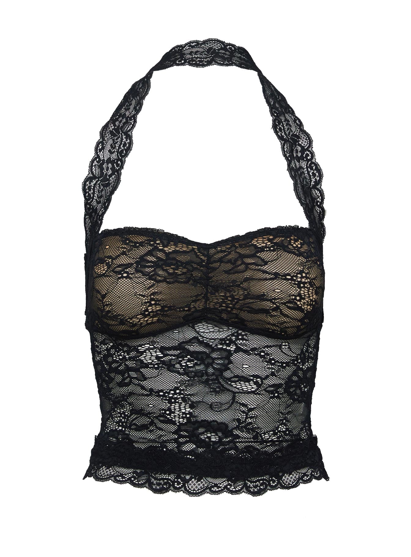 black lace halter neck top