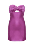 front view of model wearing Princess Polly Faviola Mini Dress Purple Sweetheart Neckline 