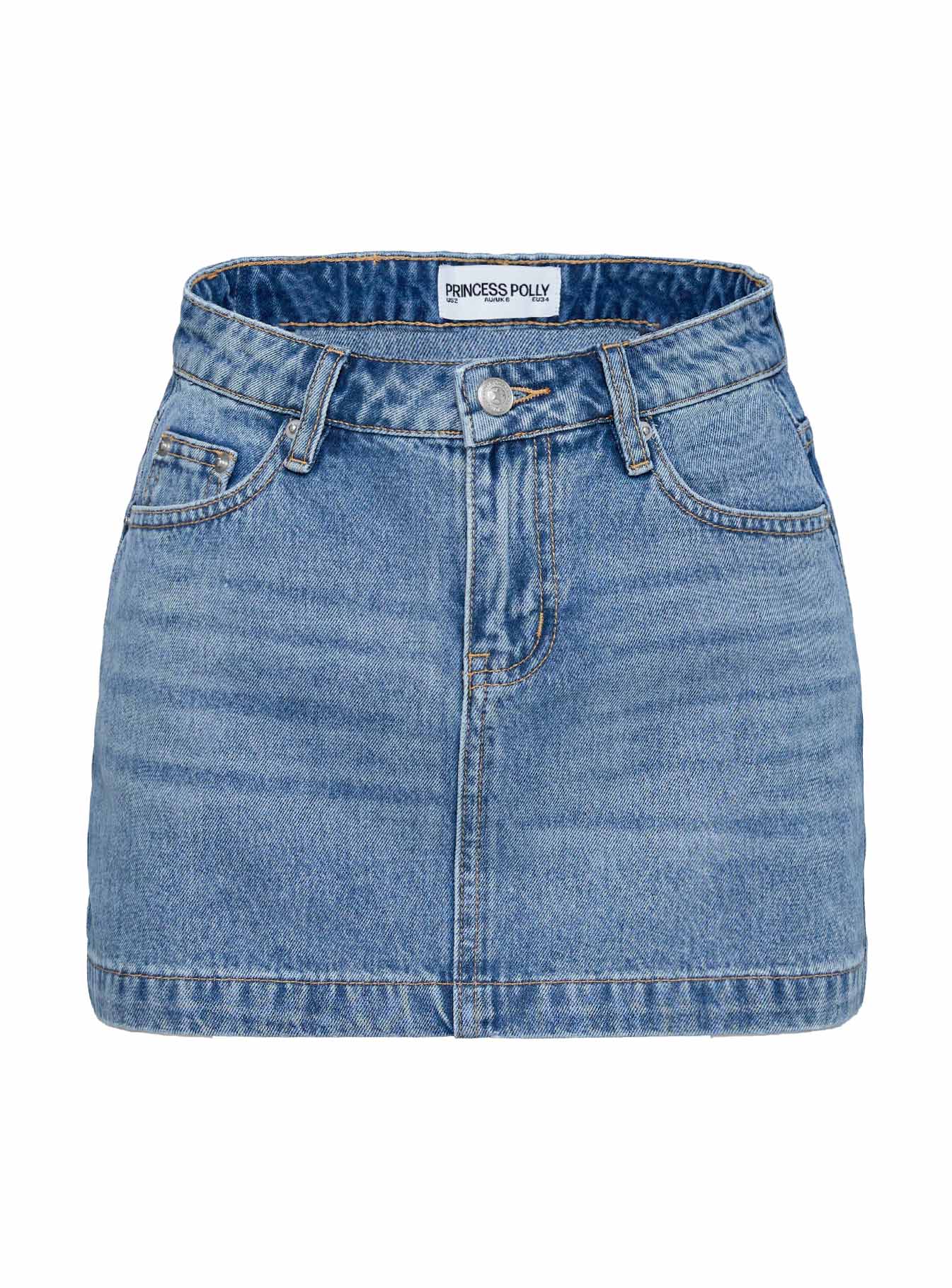 product Princess Polly Fossils Denim Mini Skirt Blue Tall Mini Skirts 