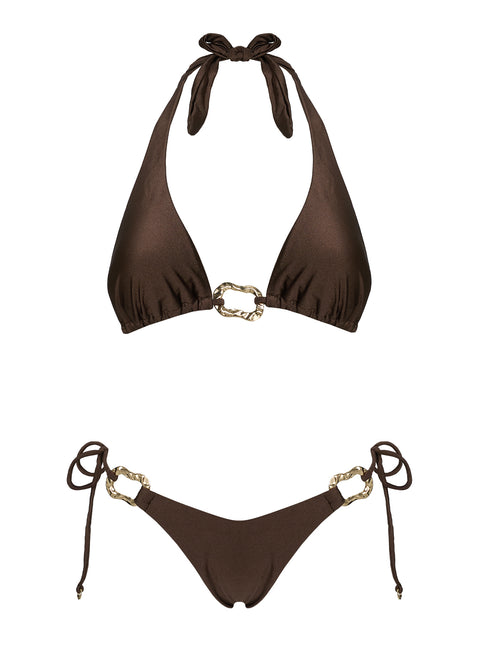 Fianna Hardware Tie Side Bikini Bottoms Brown