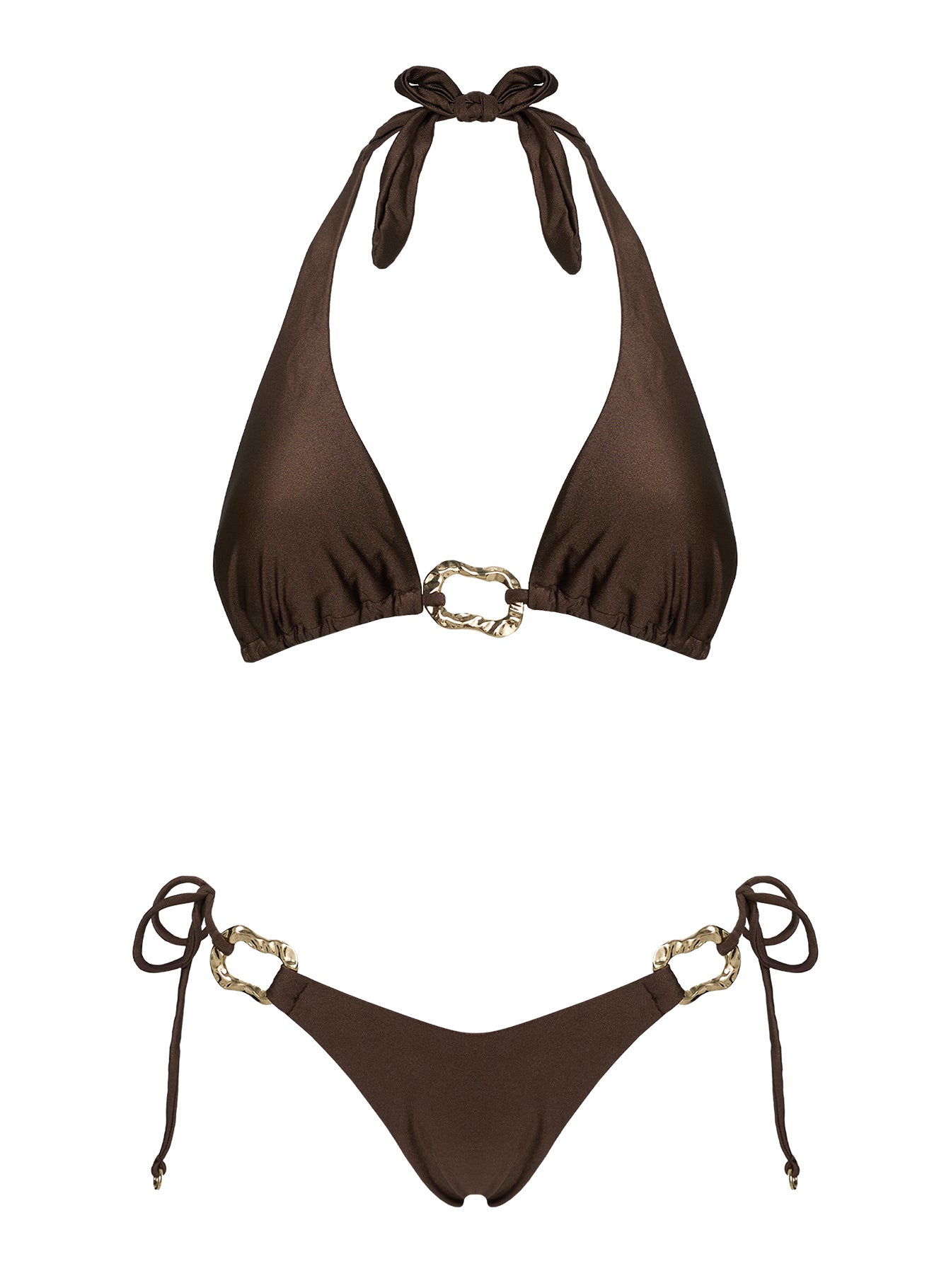 Fianna Halter Hardware Bikini Top Brown