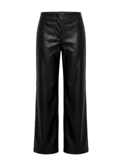 Agazia No Waist Faux Leather Low Rise Straight Pants Washed Black