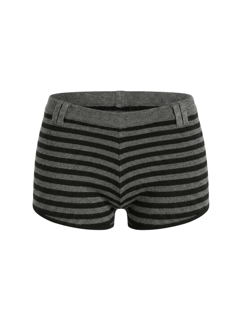 Asami Low Rise Micro Short Grey / Black Stripe