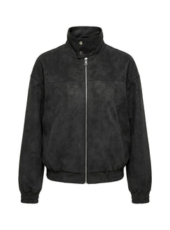 Ellissa Faux Suede Bomber Jacket Black