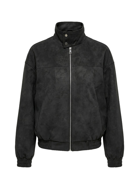 Ellissa Faux Suede Bomber Jacket Black