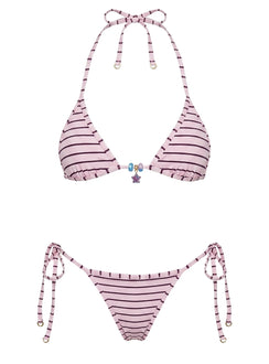Beasley Reversible Tie Side Bikini Bottoms Pink Check / Stripe
