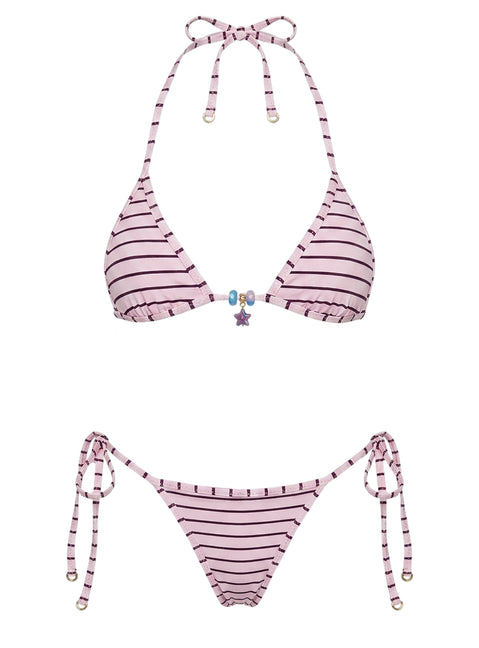 Blaylock Reversible Triangle Bikini Top Pink Check / Stripe