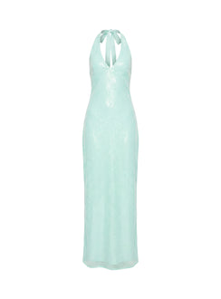 Isanna Halter Sequin Maxi Dress Jelly Mint