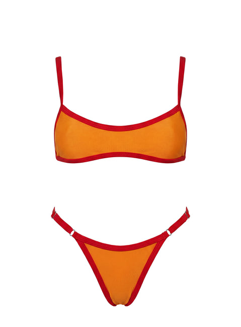 Jacopa Scoop Contrast Bikini Top Orange / Red