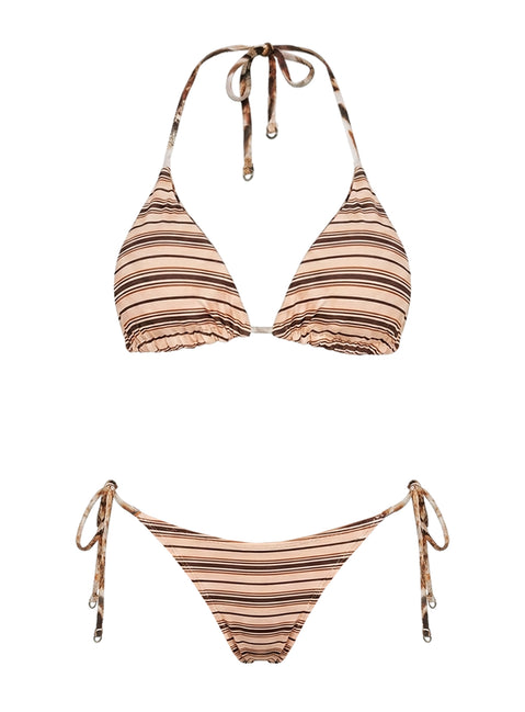 Jenner Reversible Triangle Bikini Top Tiger / Stripe