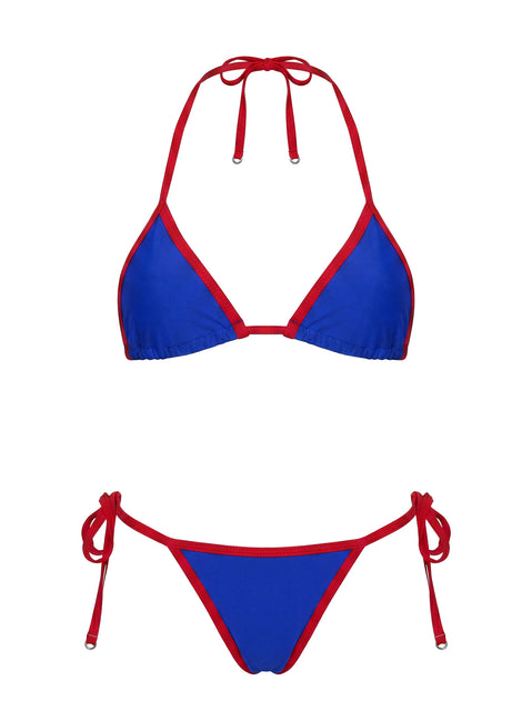 Mikaya Beaded Tie Side Bikini Bottoms Blue / Red