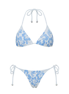 Jenner Triangle Bikini Top Blue / White Hibiscus