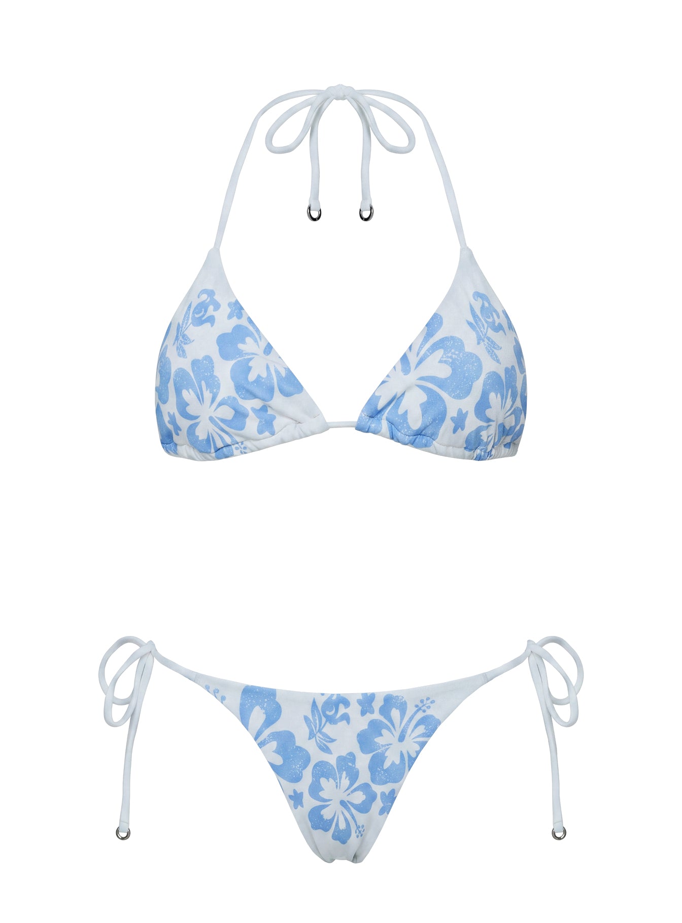Jenner Tie Side Bikini Bottoms Blue / White Hibiscus