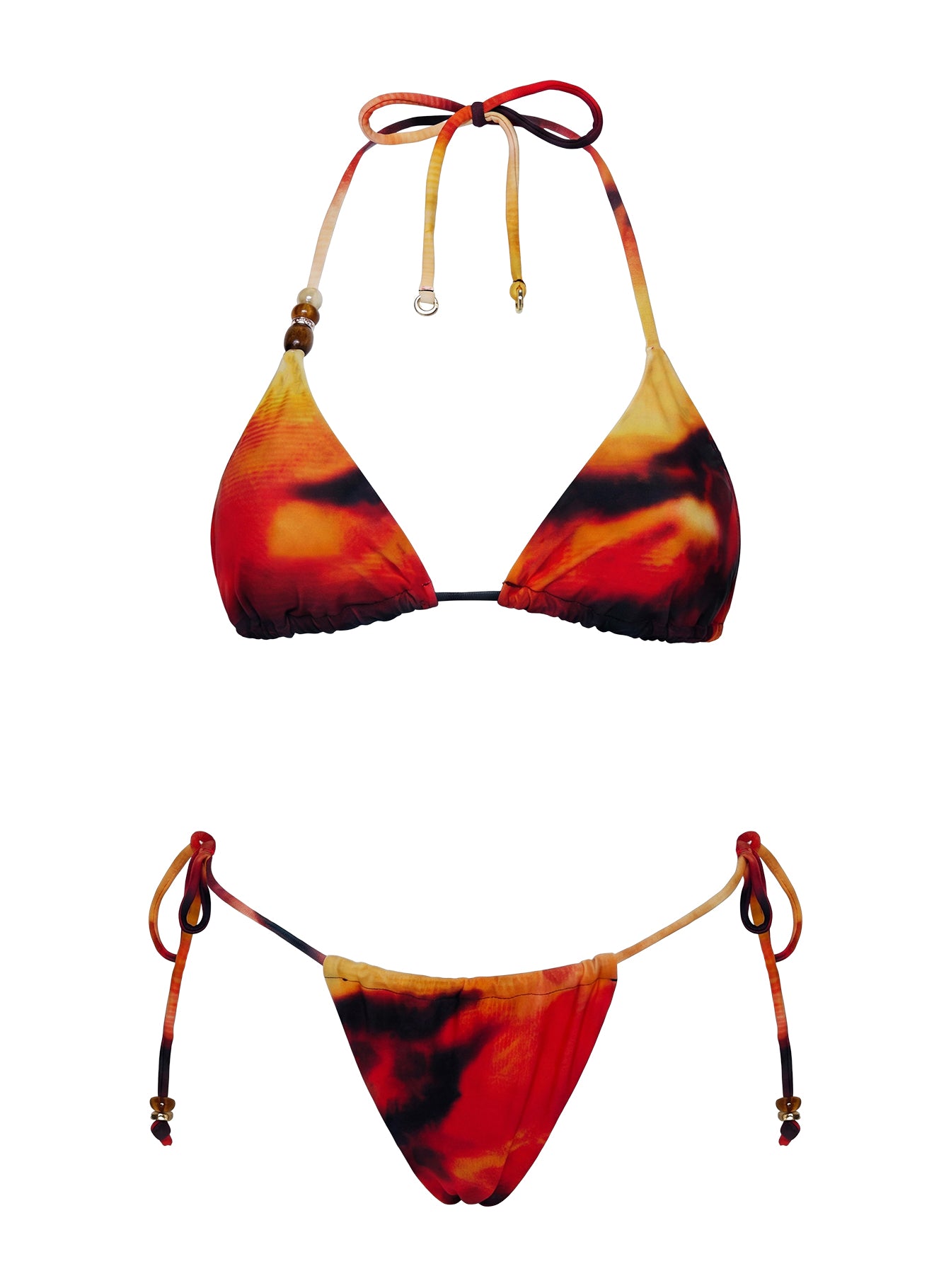 Jenner Triangle Bikini Top Orange Multi