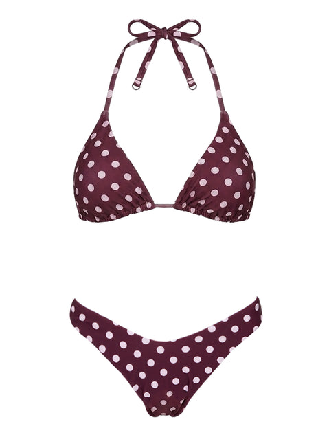 Edita Cheeky Bikini Bottoms Wine / Pink Polka