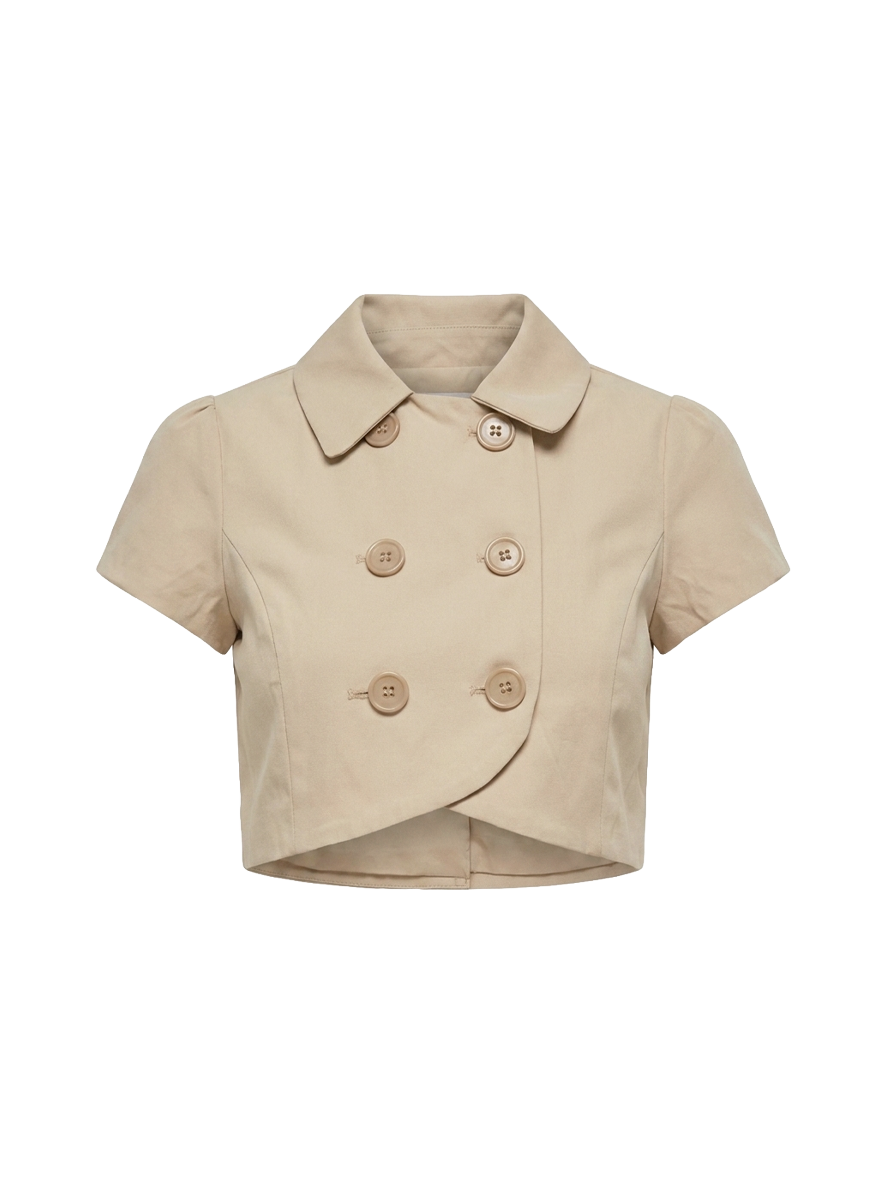 Kaidenn Double Breasted Micro Crop Top Taupe
