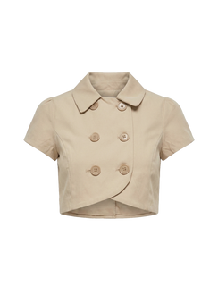 Kaidenn Double Breasted Micro Crop Top Taupe