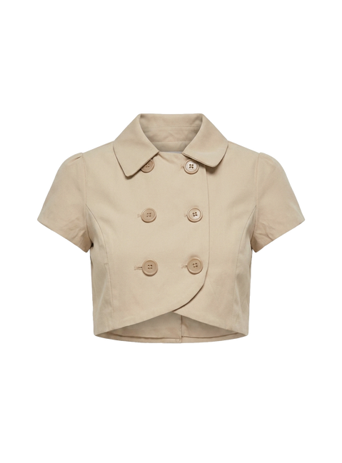 Kaidenn Double Breasted Micro Crop Top Taupe