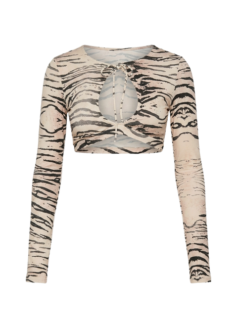 Madalyna Long Sleeve Keyhole Micro Top Animal Multi