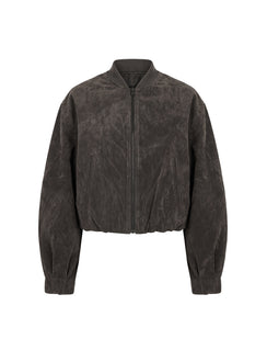 Mastery Faux Suede Bomber Jacket Charcoal