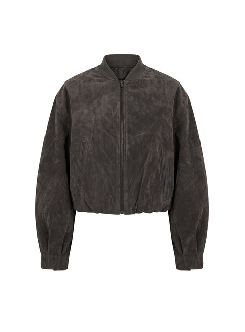 Mastery Faux Suede Bomber Jacket Charcoal