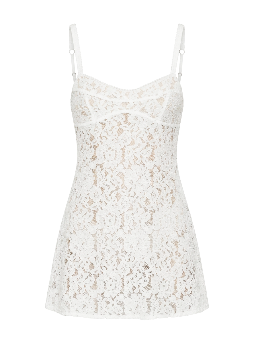 Rommi Lace Babydoll Mini Dress White