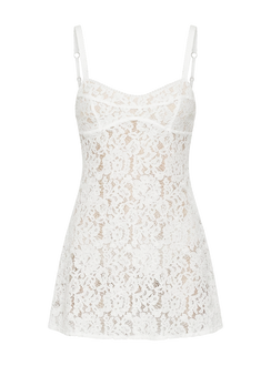 Rommi Lace Babydoll Mini Dress White