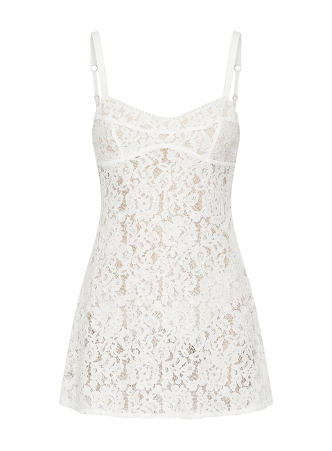Rommi Lace Babydoll Mini Dress White