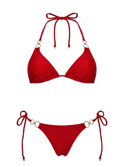 Sun Drenched Hardware Detail Bikini Top Red