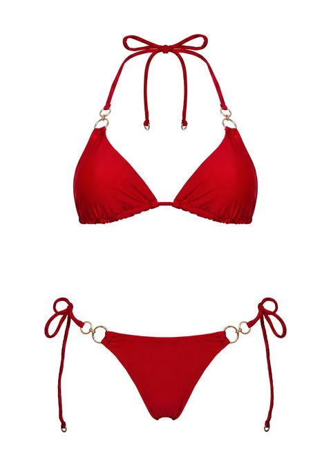 Sun Drenched Hardware Detail Bikini Top Red