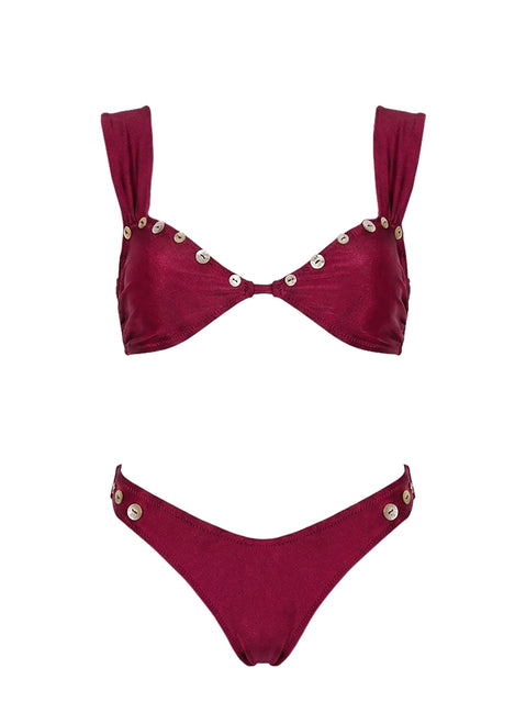 Sunset Club Shell Detail Bikini Top Plum
