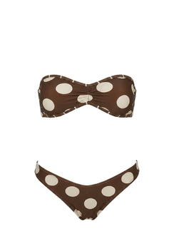 Calbira Cheeky Bikini Bottoms Brown / Cream Polka