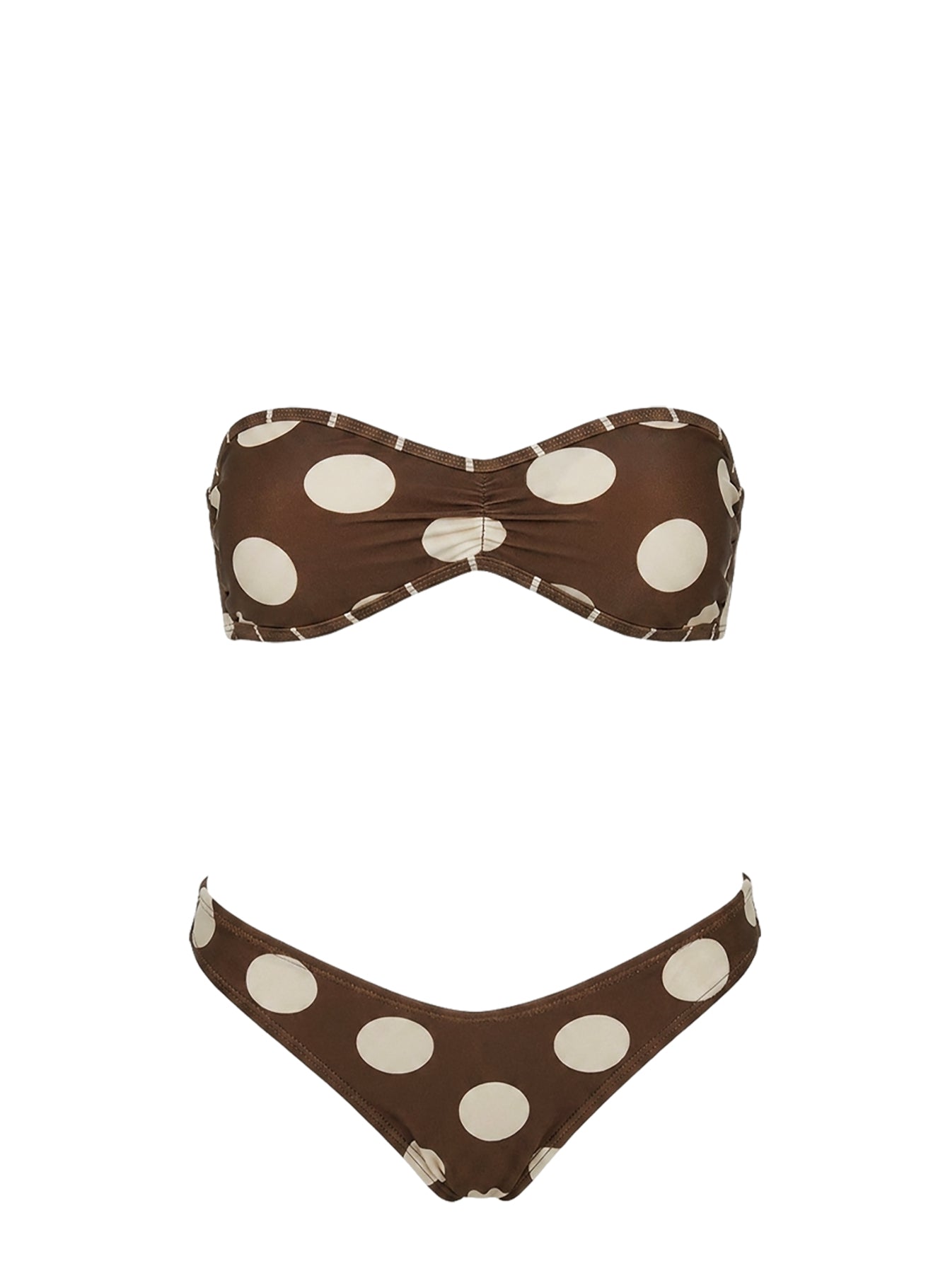 Tykana Bandeau Bikini Top Brown / Cream Polka Dot