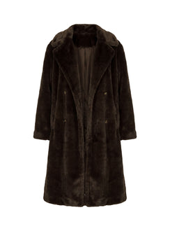 Alvie Longline Faux Fur Coat Brown