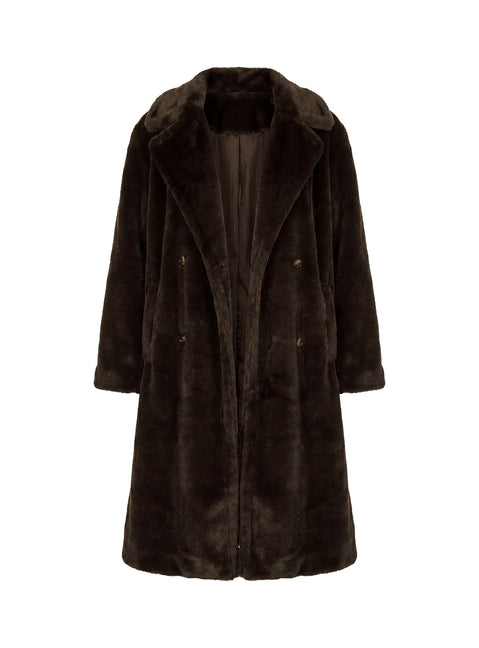 Alvie Longline Faux Fur Coat Brown