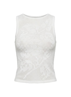 Cypressa Crochet Boat Neck Top Antique White