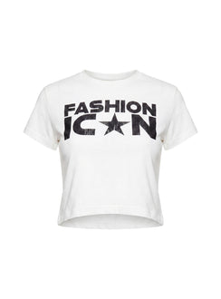 Fashion Icon Graphic Baby Tee White / Black