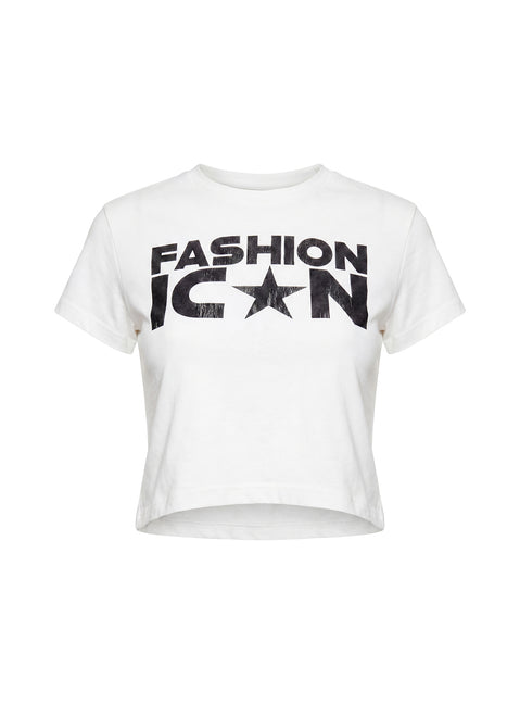 Fashion Icon Graphic Baby Tee White / Black