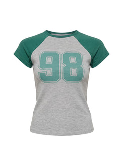 98 Classics Raglan Graphic Top Green / Grey