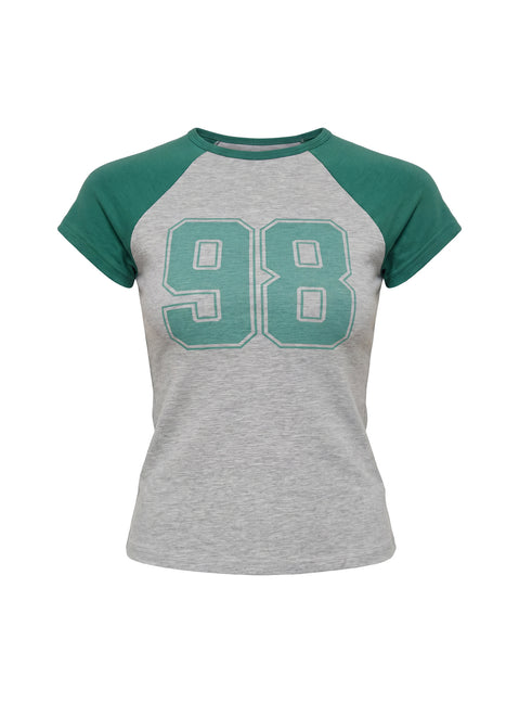 98 Classics Raglan Graphic Top Green / Grey