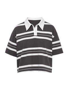 Aaren Boxy Polo Top Brown Stripe